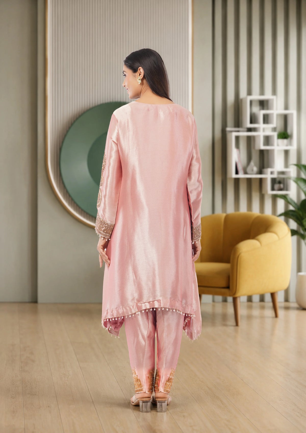 Embroidered Chinon Silk Set