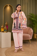 Linen Co-Ord set with hand paint and embroidery