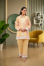 Linen Co-Ord set with hand paint and embroidery