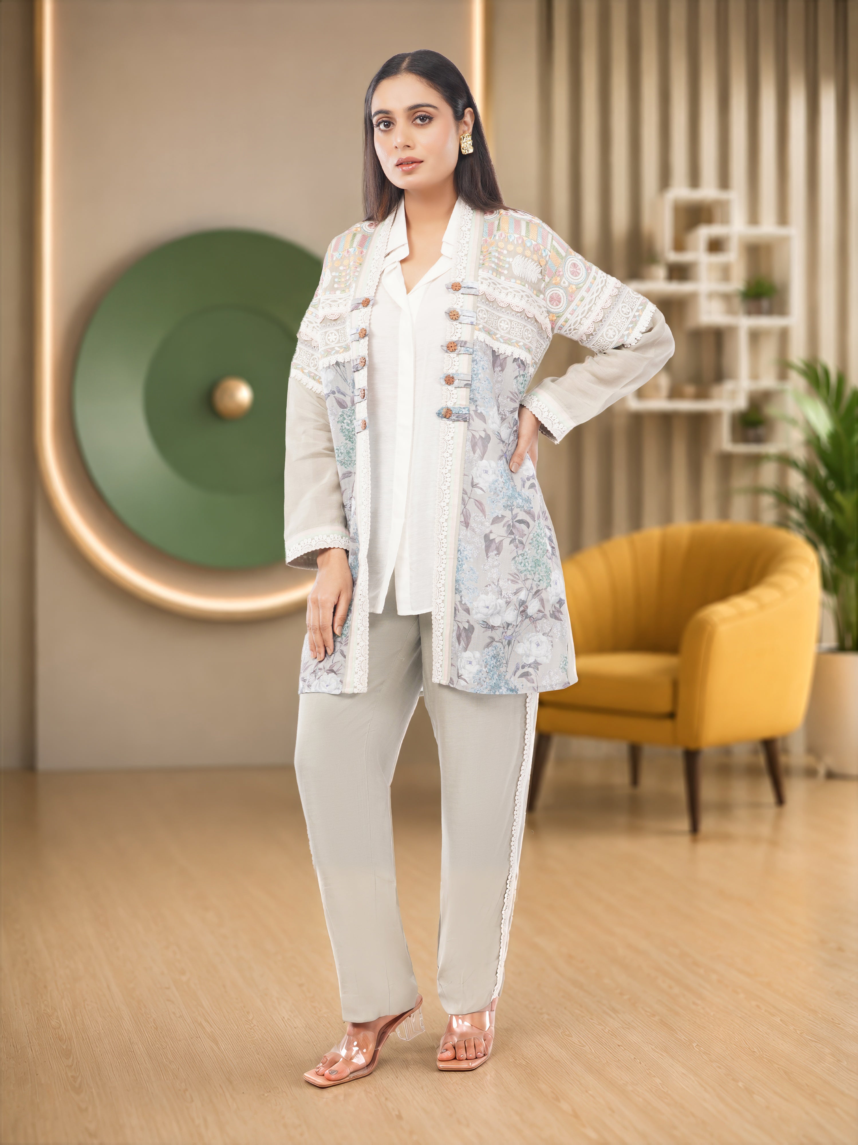 Linen Co-Ord with machine embroidery
