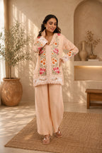 Mul Co-Ord set with embroidery and digital Print