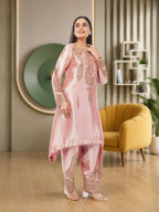 Embroidered Chinon Silk Set