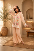 Mul Co-Ord set with embroidery and digital Print