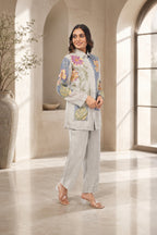 Linen Co-Ord set with hand paint and embroidery