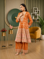 Embroidered Georgette Palazzo Set