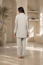 Linen Co-Ord set with hand paint and embroidery
