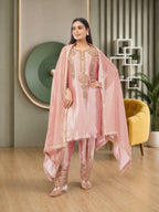 Embroidered Chinon Silk Set