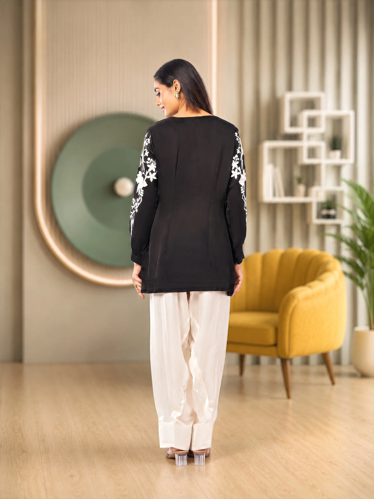 Embroidered Satin Organza Co-Ord Set