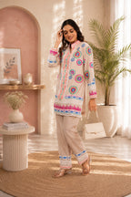 Linen Co-Ord set with hand paint and embroidery