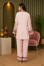Linen Co-Ord set with hand paint and embroidery