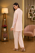 Linen Co-Ord set with hand paint and embroidery