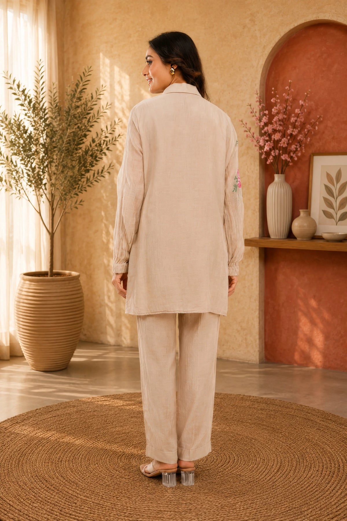 Embroidered Mul Co-Ord Set with Patch Work