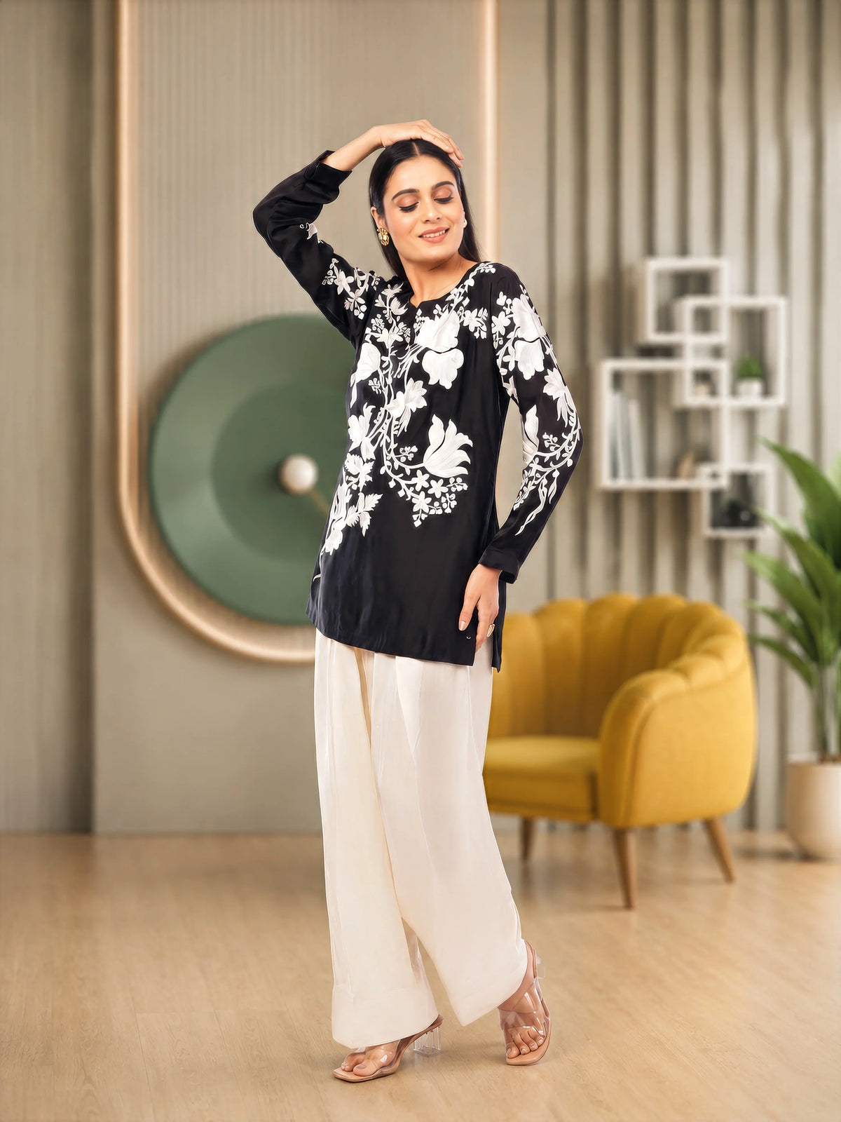 Embroidered Satin Organza Co-Ord Set