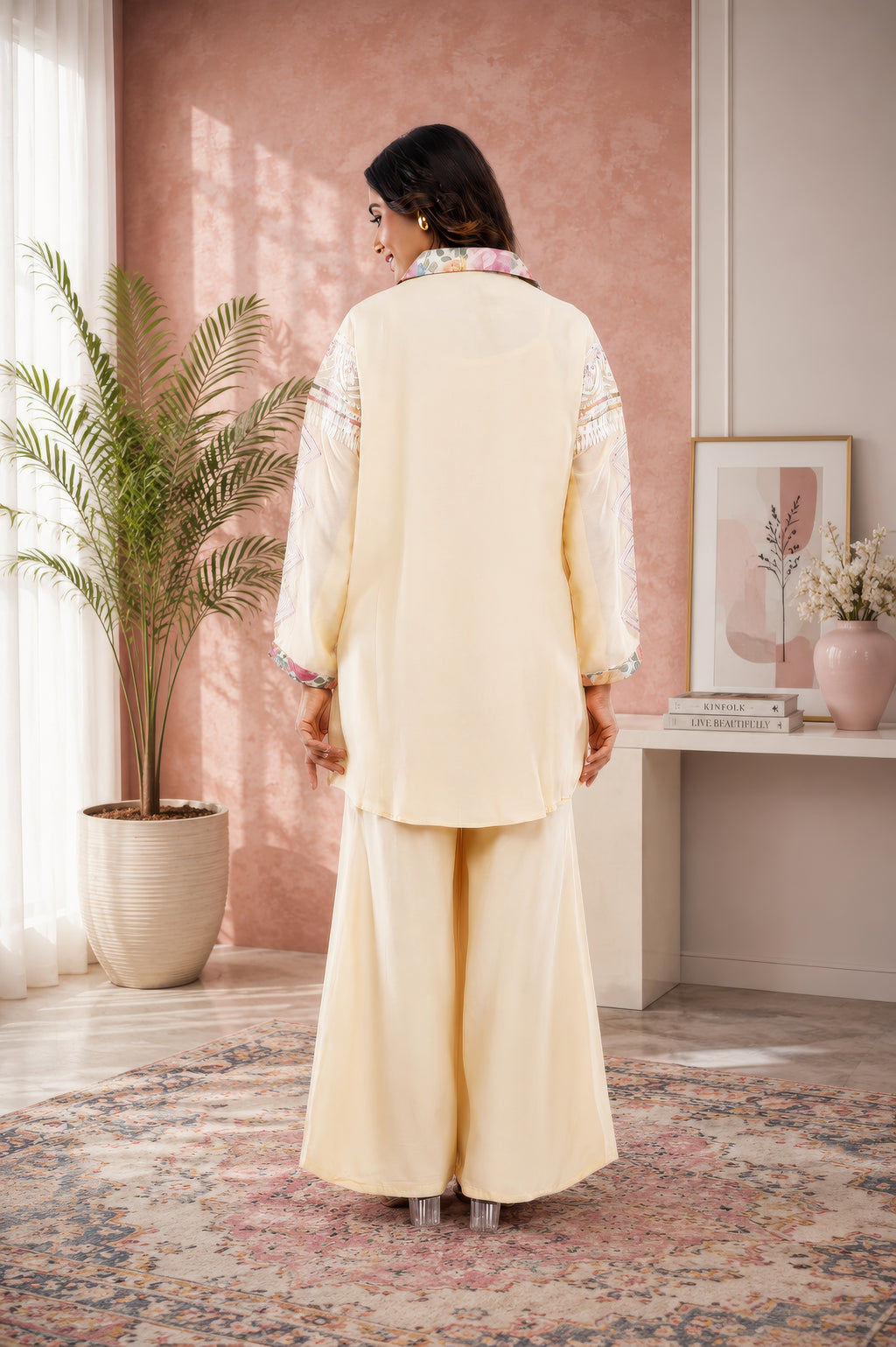 Linen Co-Ord set embroidery and Digitial print
