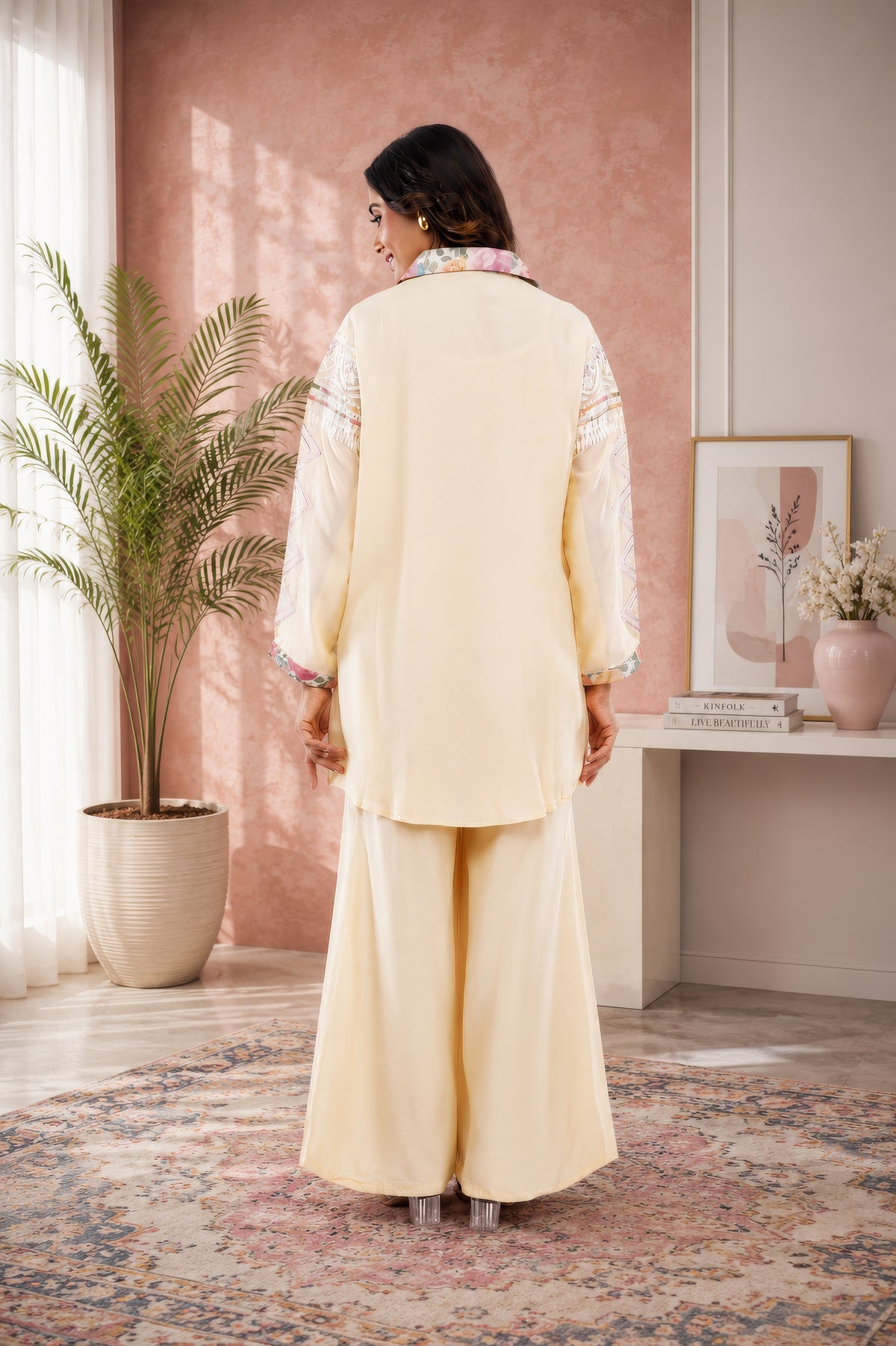 Linen Co-Ord set embroidery and Digitial print