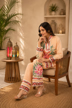 Linen Co-Ord set with hand paint and embroidery