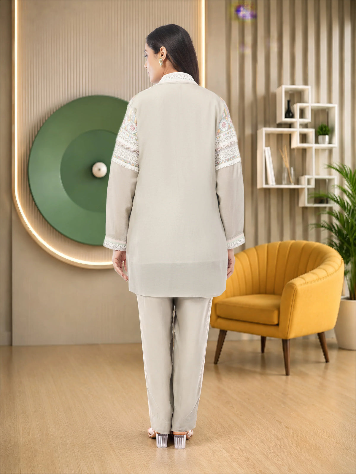 Linen Co-Ord with machine embroidery
