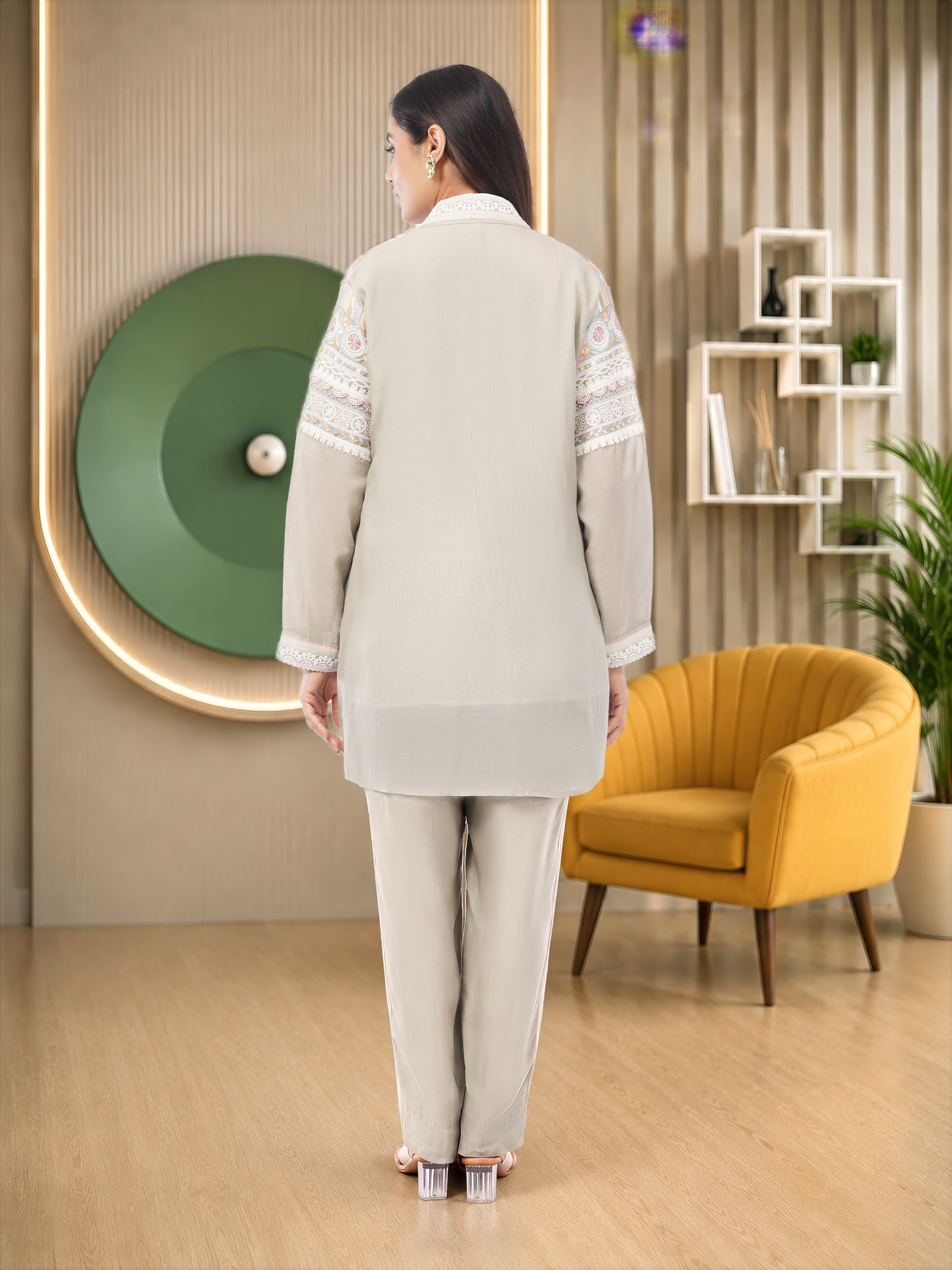 Linen Co-Ord with machine embroidery