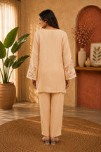 Linen Co-Ord set with hand paint and embroidery
