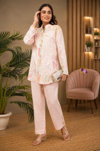 Linen Co-Ord set with hand paint and embroidery