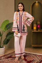 Linen Co-Ord set with hand paint and embroidery