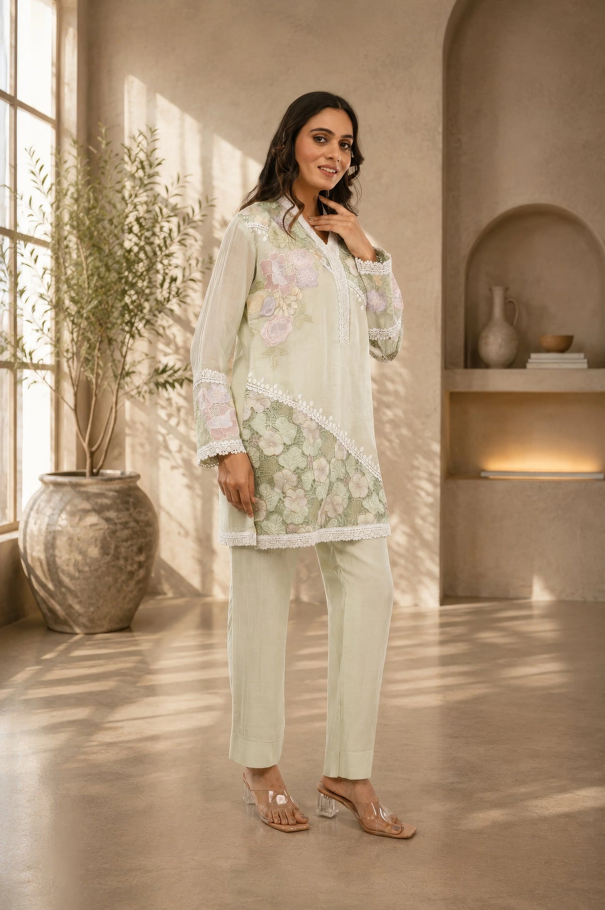 Linen Co-Ord set embroidery