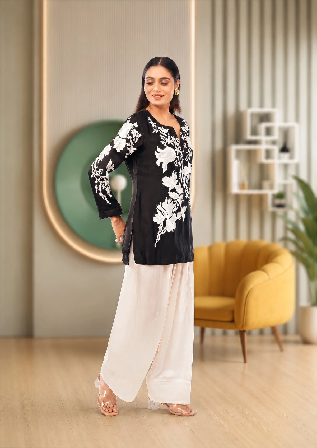 Embroidered Satin Organza Co-Ord Set