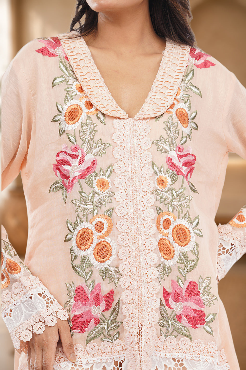 Mul Co-Ord set with embroidery and digital Print