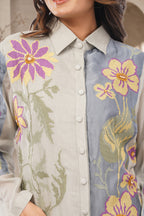Linen Co-Ord set with hand paint and embroidery