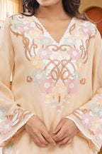 Linen Co-Ord set with hand paint and embroidery