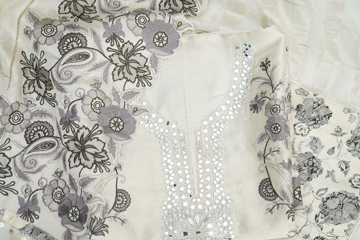 Jiraf silk with stripe dupatta, Upada silk bottom, thread work and beads work