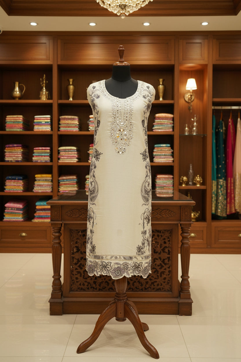 Jiraf silk with stripe dupatta, Upada silk bottom, thread work and beads work