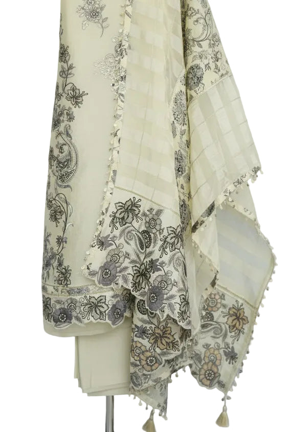 Jiraf silk with stripe dupatta, Upada silk bottom, thread work and beads work