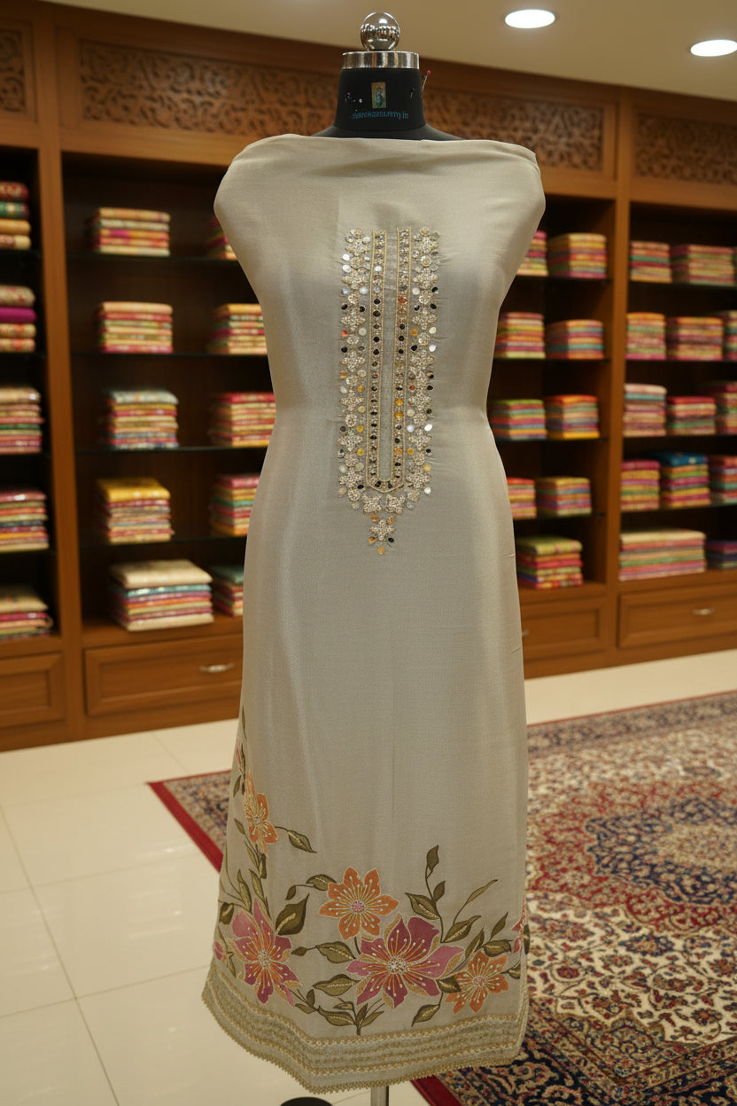 Tulfi silk top and dupatta, Upada silk bottom, thread work embroidery and hand work