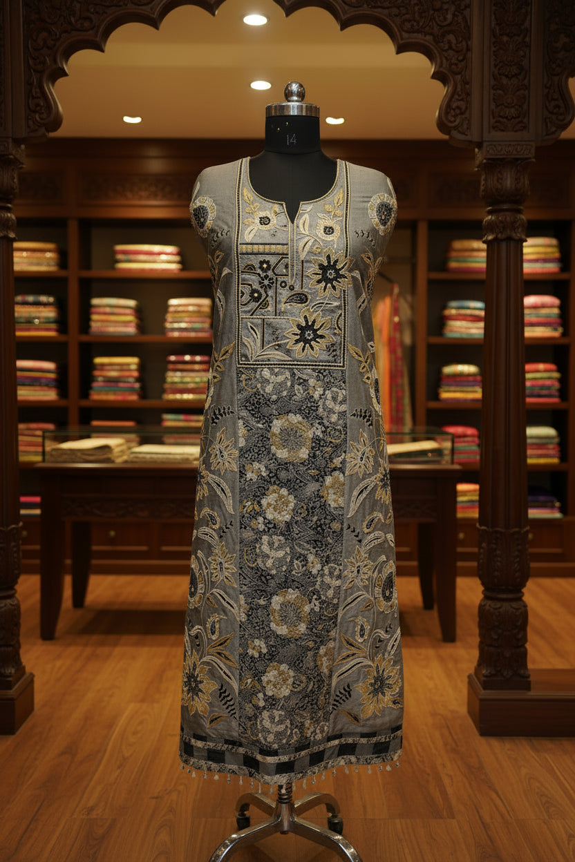 Jiraf silk with stripe dupatta ,Upada silk bottom, thread work and beads work