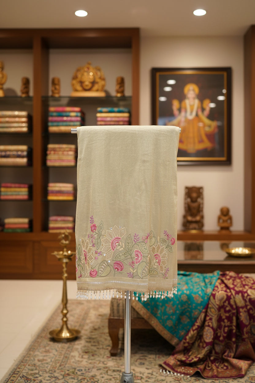 Tulfi silk top and dupatta, Upada silk bottom, hand paint work top and dupatta
