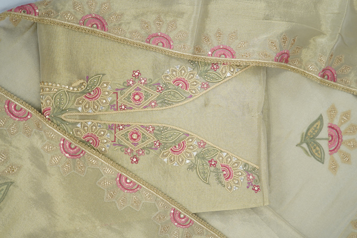 Tulfi silk top and dupatta, Upada silk bottom, hand paint work top and dupatta