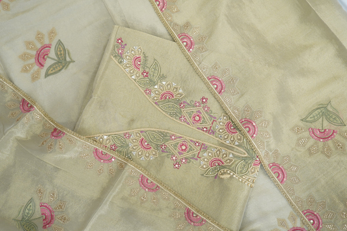 Tulfi silk top and dupatta, Upada silk bottom, hand paint work top and dupatta