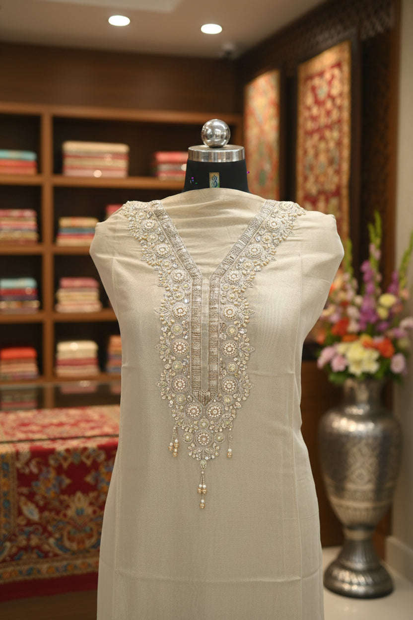 Tulfi silk top and dupatta, Upada silk bottom, thread work embroidery and hand work