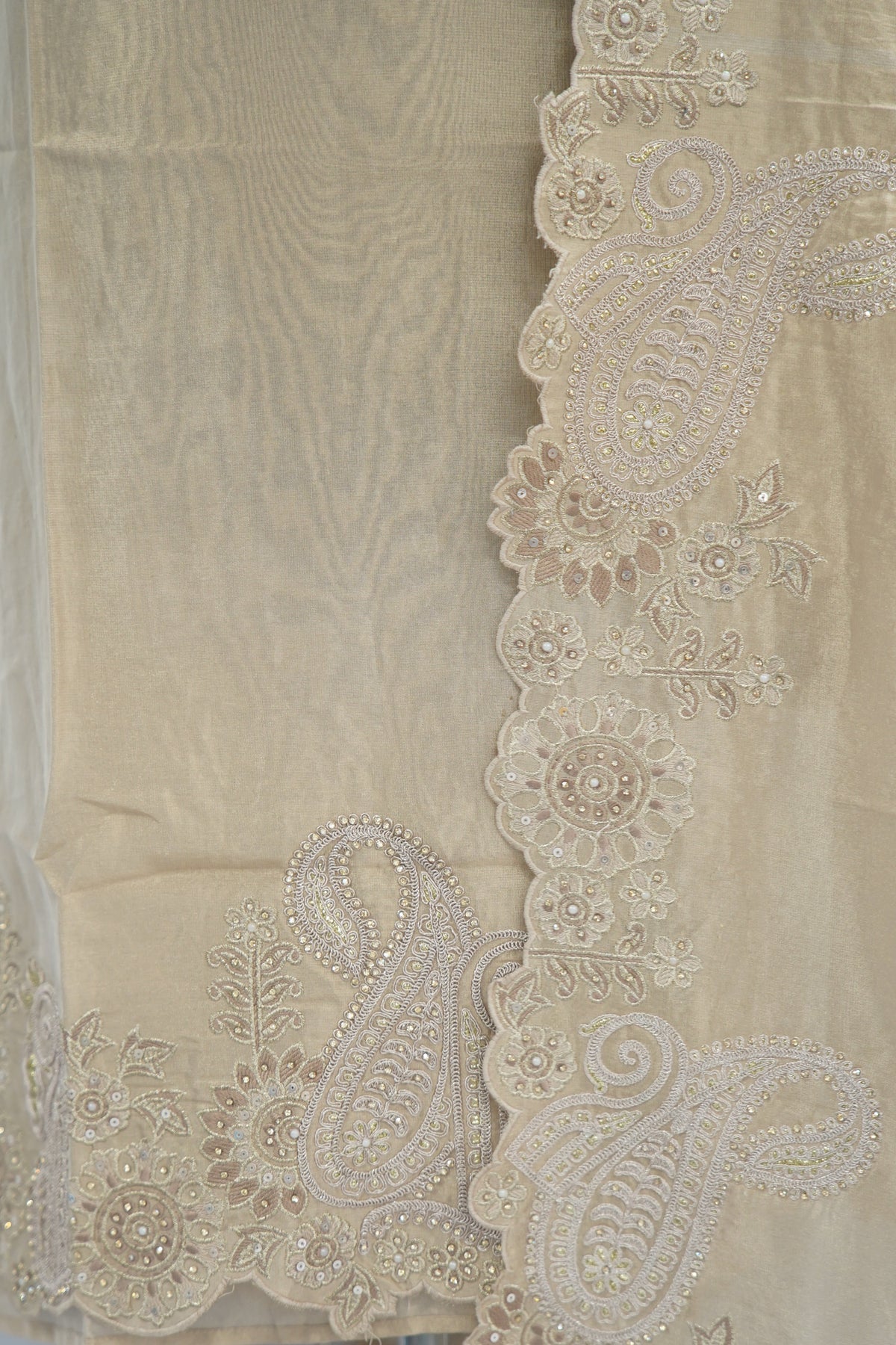 Tulfi silk top and dupatta, Upada silk bottom, thread work embroidery and hand work