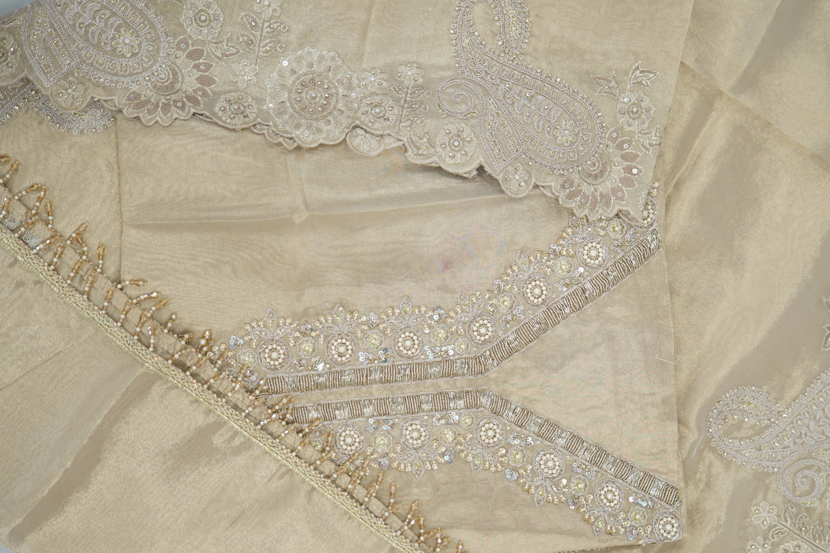 Tulfi silk top and dupatta, Upada silk bottom, thread work embroidery and hand work
