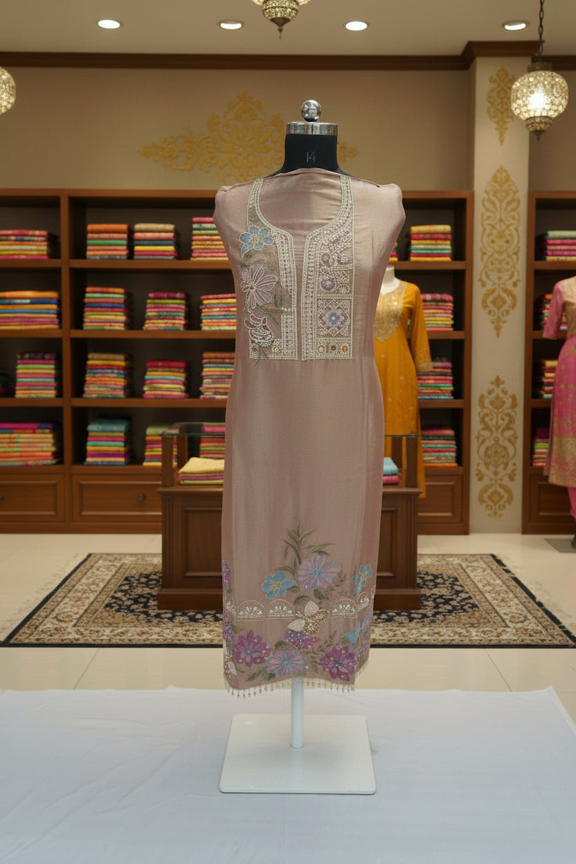 Tulfi silk top and dupatta, Upada silk bottom, hand paint work top and dupatta