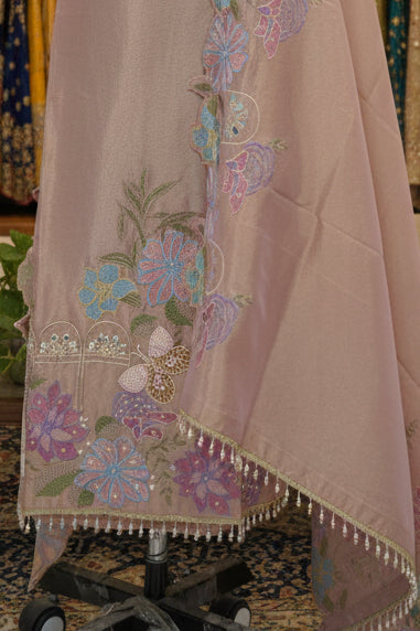 Tulfi silk top and dupatta, Upada silk bottom, hand paint work top and dupatta