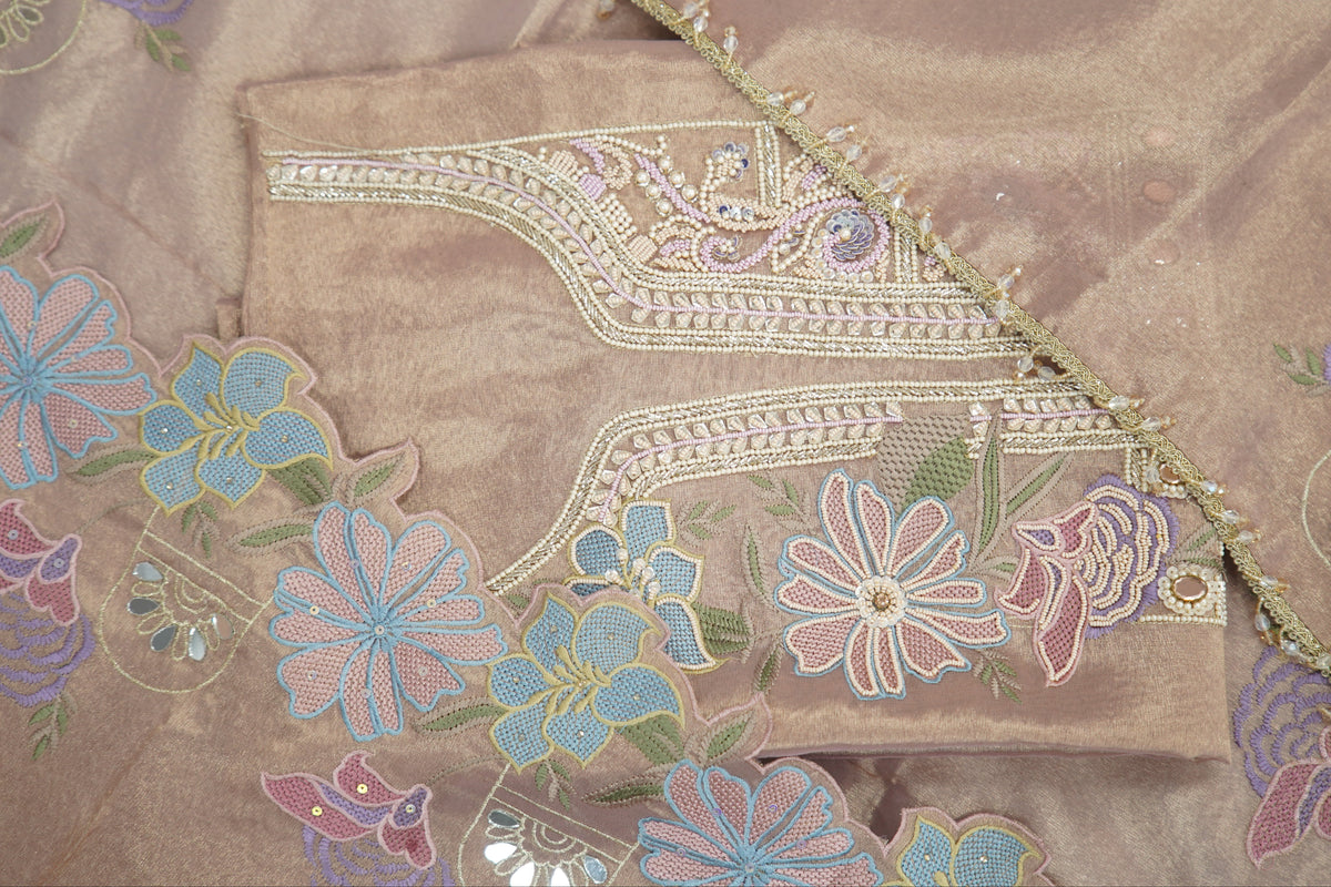 Tulfi silk top and dupatta, Upada silk bottom, hand paint work top and dupatta