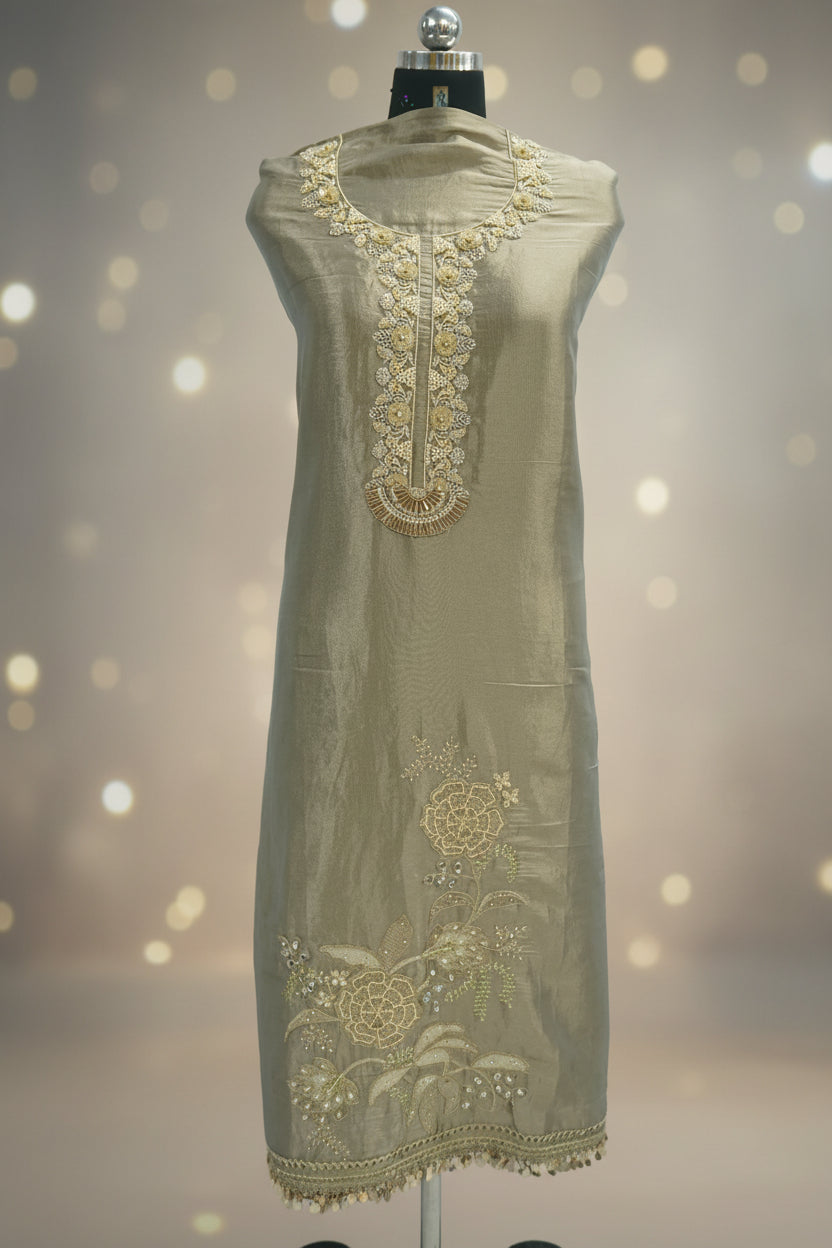 Tulfi silk top and dupatta, Upada silk bottom, hand paint work top and dupatta