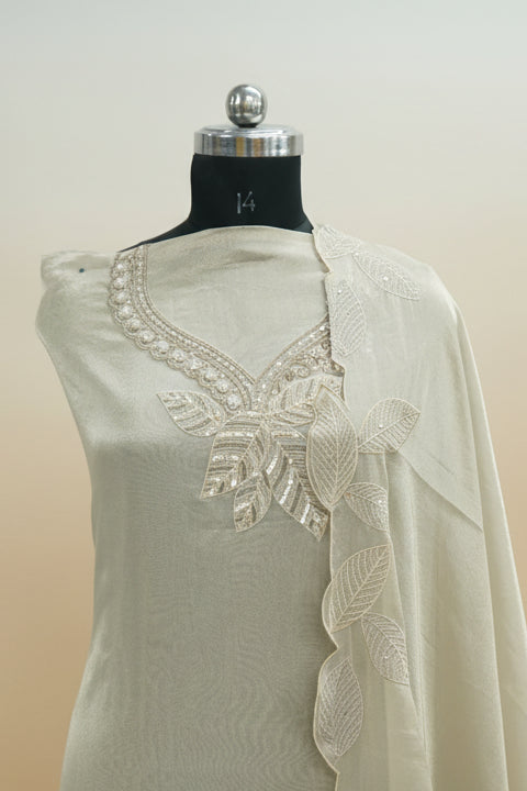 Sapphire silk top and top-to-bottom Upada silk, thread embroidery and sequence work
