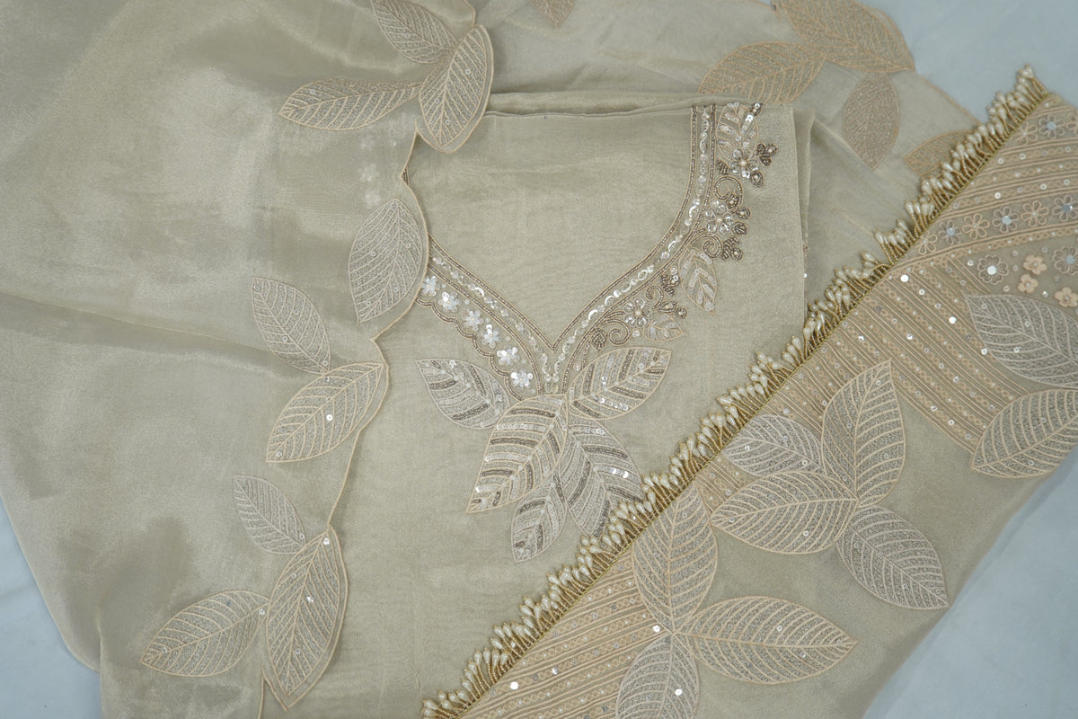 Sapphire silk top and top-to-bottom Upada silk, thread embroidery and sequence work