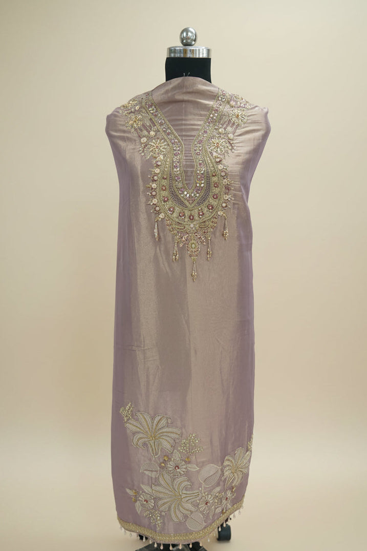 Sapphire silk top and dupatta, Upada silk bottom, zardozi hand work and embroidery