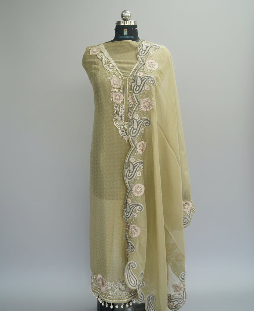 Kunbi silk top and dupatta, bottom Upada silk, multi thread work with hand work