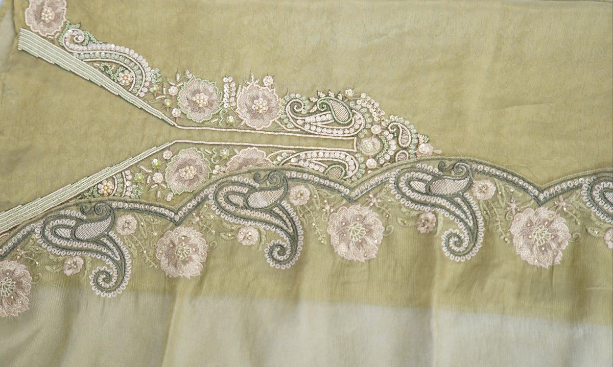Kunbi silk top and dupatta, bottom Upada silk, multi thread work with hand work